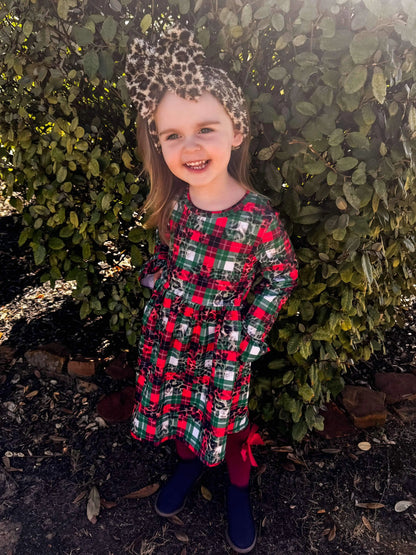 Leopard Plaid bell sleeve dress - Get it from Bo