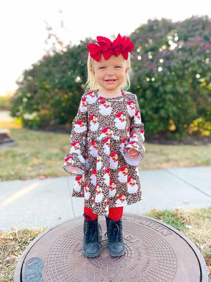 Leopard santa bell sleeve dress - Get it from Bo