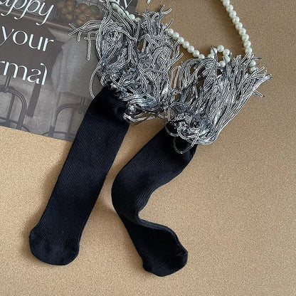 Sequin Tassle socks- black - Get it from Bo