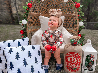 Leopard Santa Ribbed Hooded romper - Get it from Bo