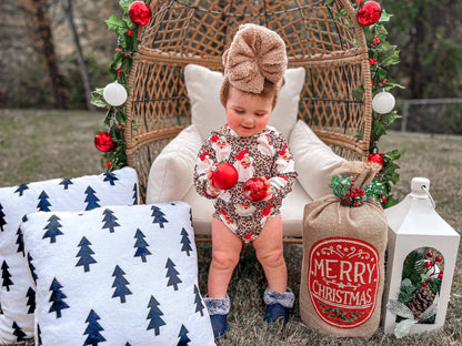 Leopard Santa Ribbed Hooded romper - Get it from Bo