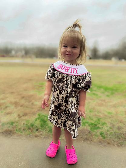 Smocked cowhide howdy Dress - Get it from Bo