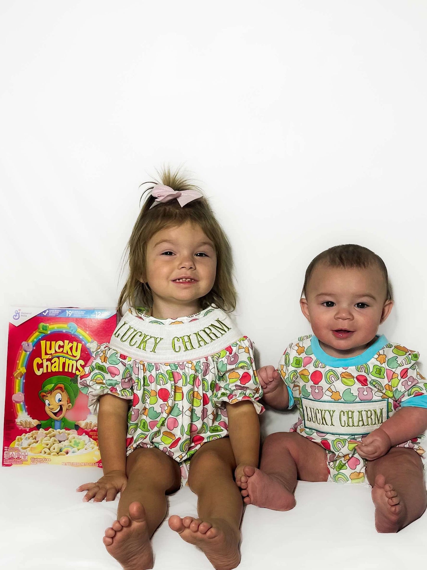 Smocked lucky charm girl romper - Get it from Bo