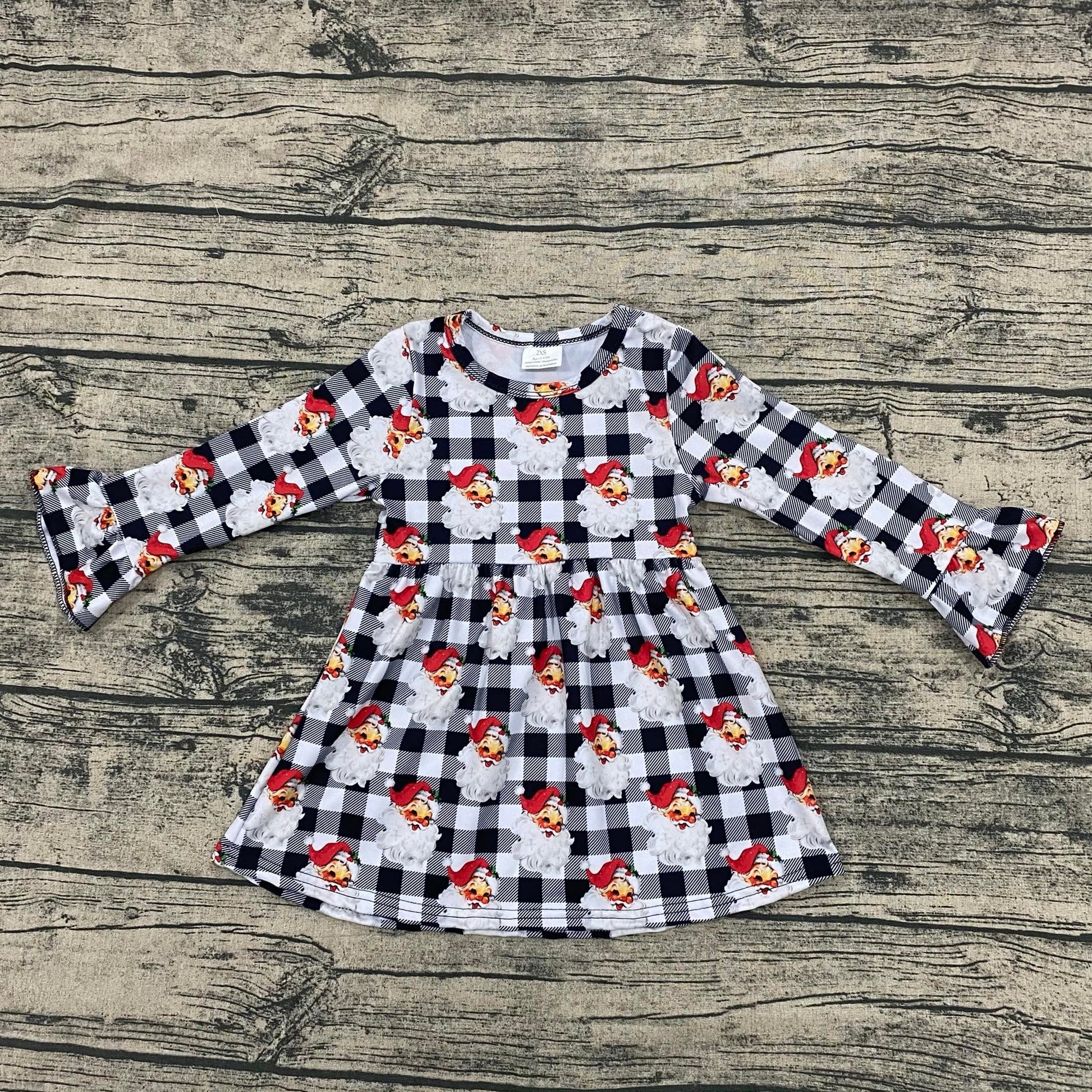 Checkered santa bell sleeve dress - Get it from Bo