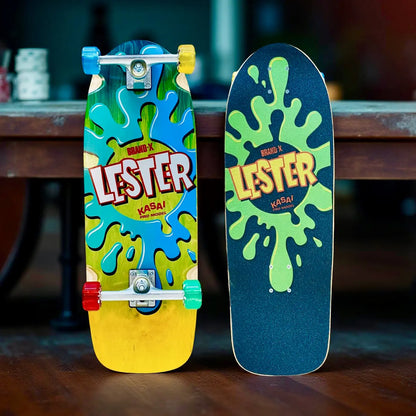 Lester Kasai 10”x30” Limited Edition, HAND PAINTED Complete Skateboard - Get it from Bo