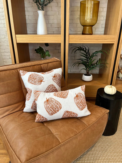 White pumpkin lumbar pillow cover Busa Designs
