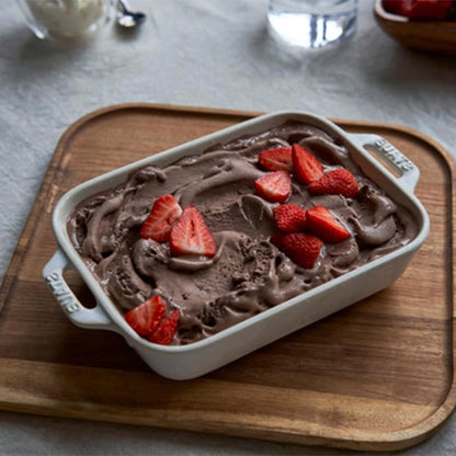 2 Piece Ceramic Stoneware Baking Dish Set in Ivory Cream Beige FastFurnishings