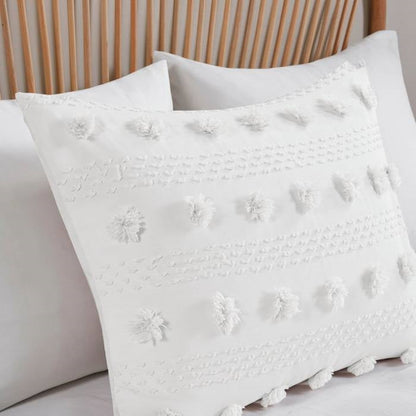 Twin/Twin XL 2-Piece Ivory Pompom Microfiber Comforter Set FastFurnishings
