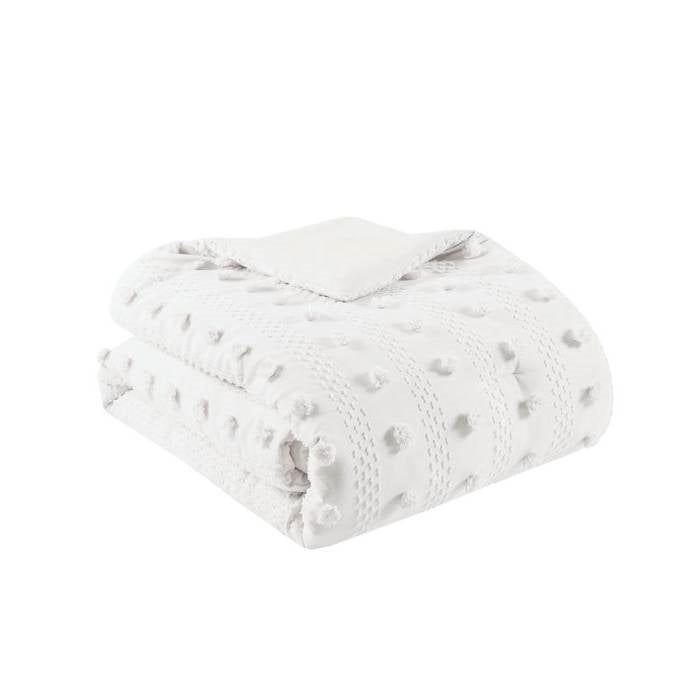 Twin/Twin XL 2-Piece Ivory Pompom Microfiber Comforter Set FastFurnishings