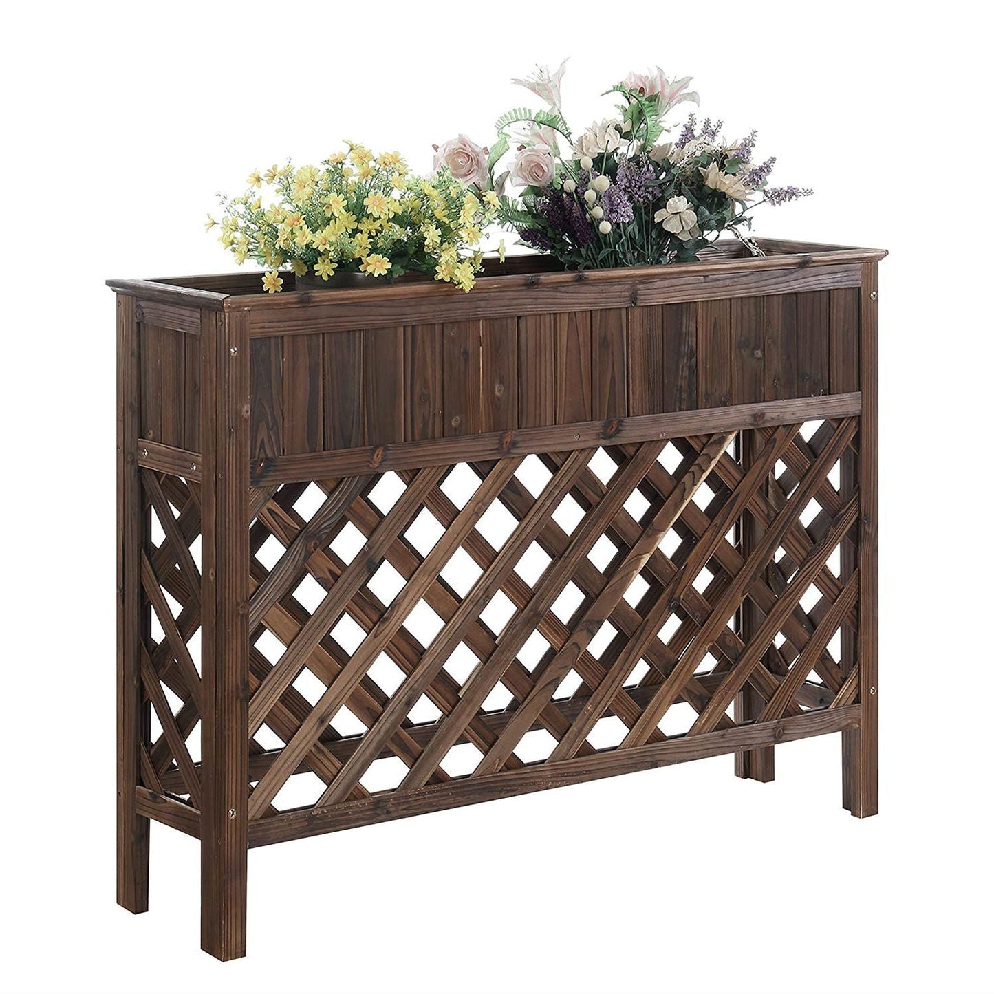 Large Raised Patio Planter Weathered Cedar L 48" x W 12.5" x 35.5" FastFurnishings