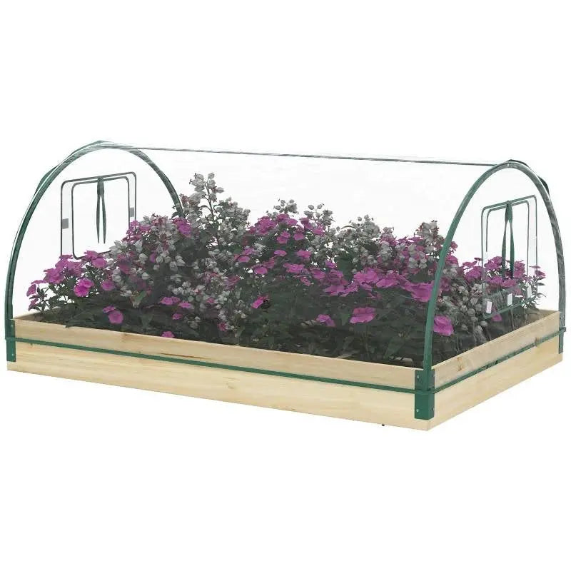 Mini Raised Garden Bed Planter Box Greenhouse Combo with Clear PVC Cover FastFurnishings