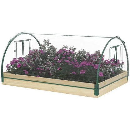 Mini Raised Garden Bed Planter Box Greenhouse Combo with Clear PVC Cover FastFurnishings