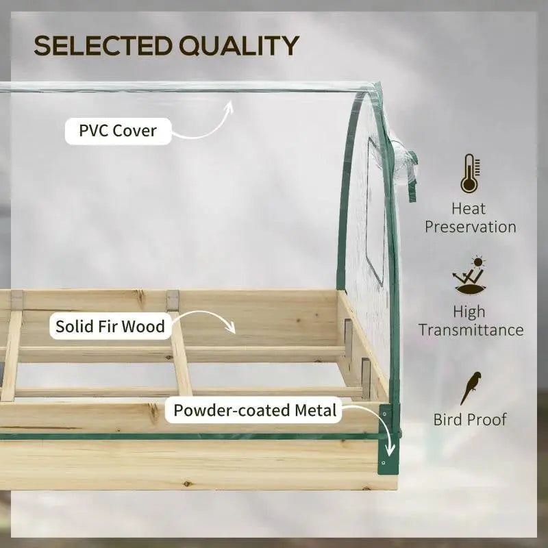 Mini Raised Garden Bed Planter Box Greenhouse Combo with Clear PVC Cover FastFurnishings