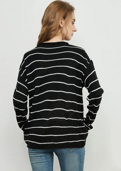 Crew Neck Minimalist Striped Sweater Anna-Kaci Wholesale