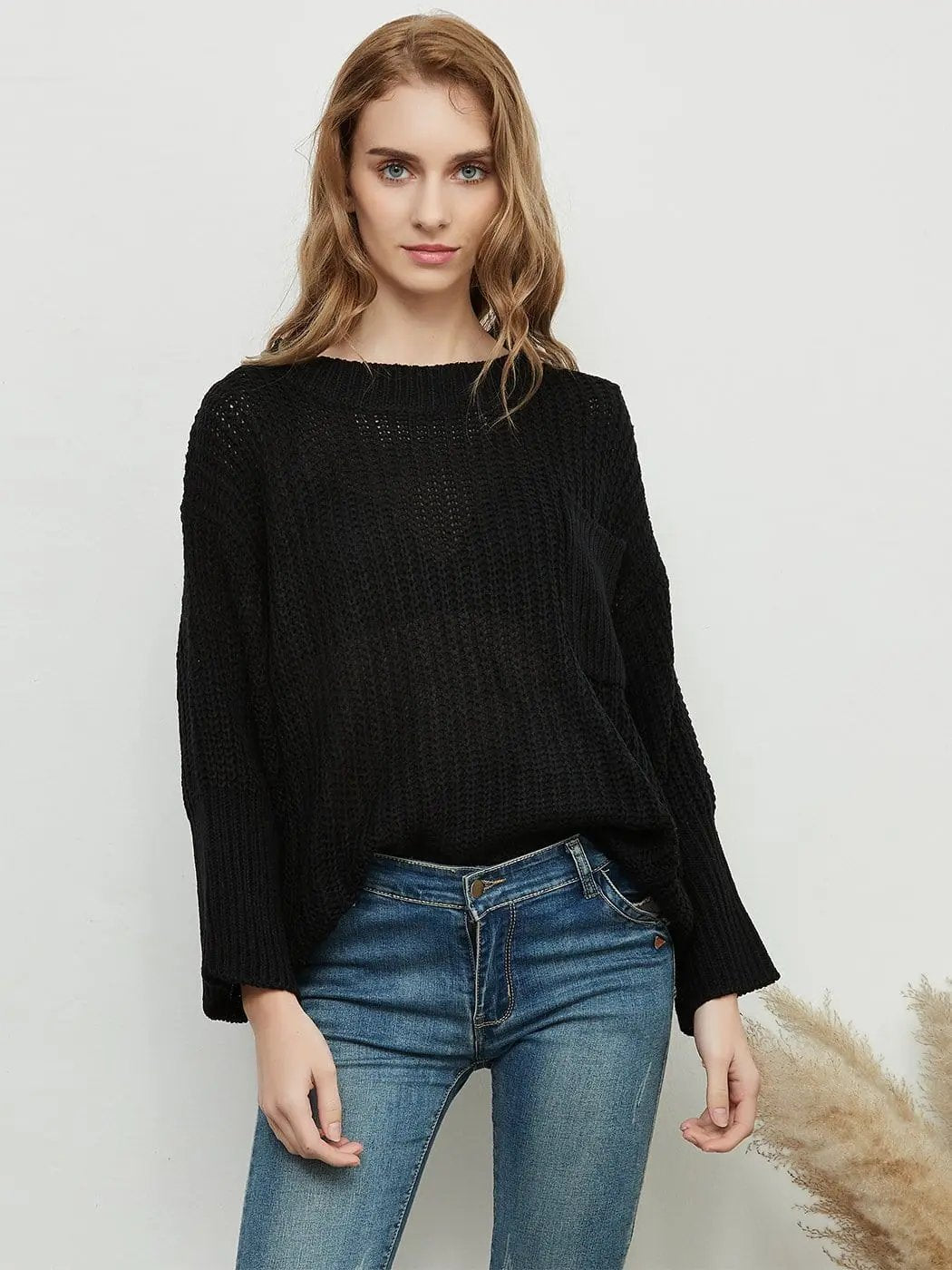Knitted Turtleneck Sweater With Batwing Sleeves Anna-Kaci Wholesale