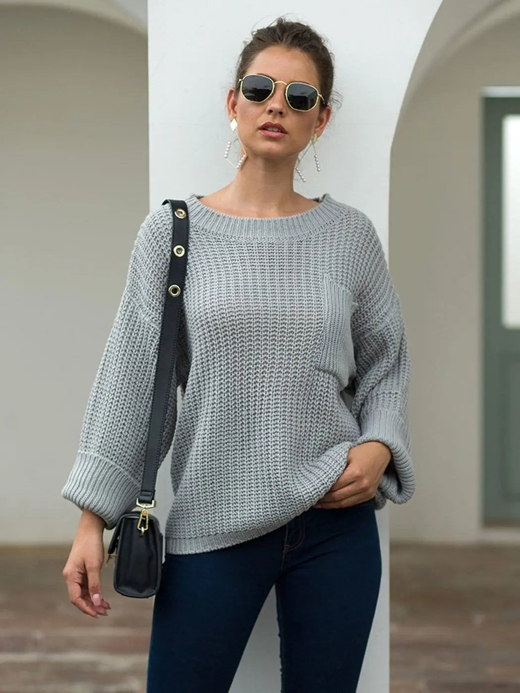 Knitted Turtleneck Sweater With Batwing Sleeves Anna-Kaci Wholesale