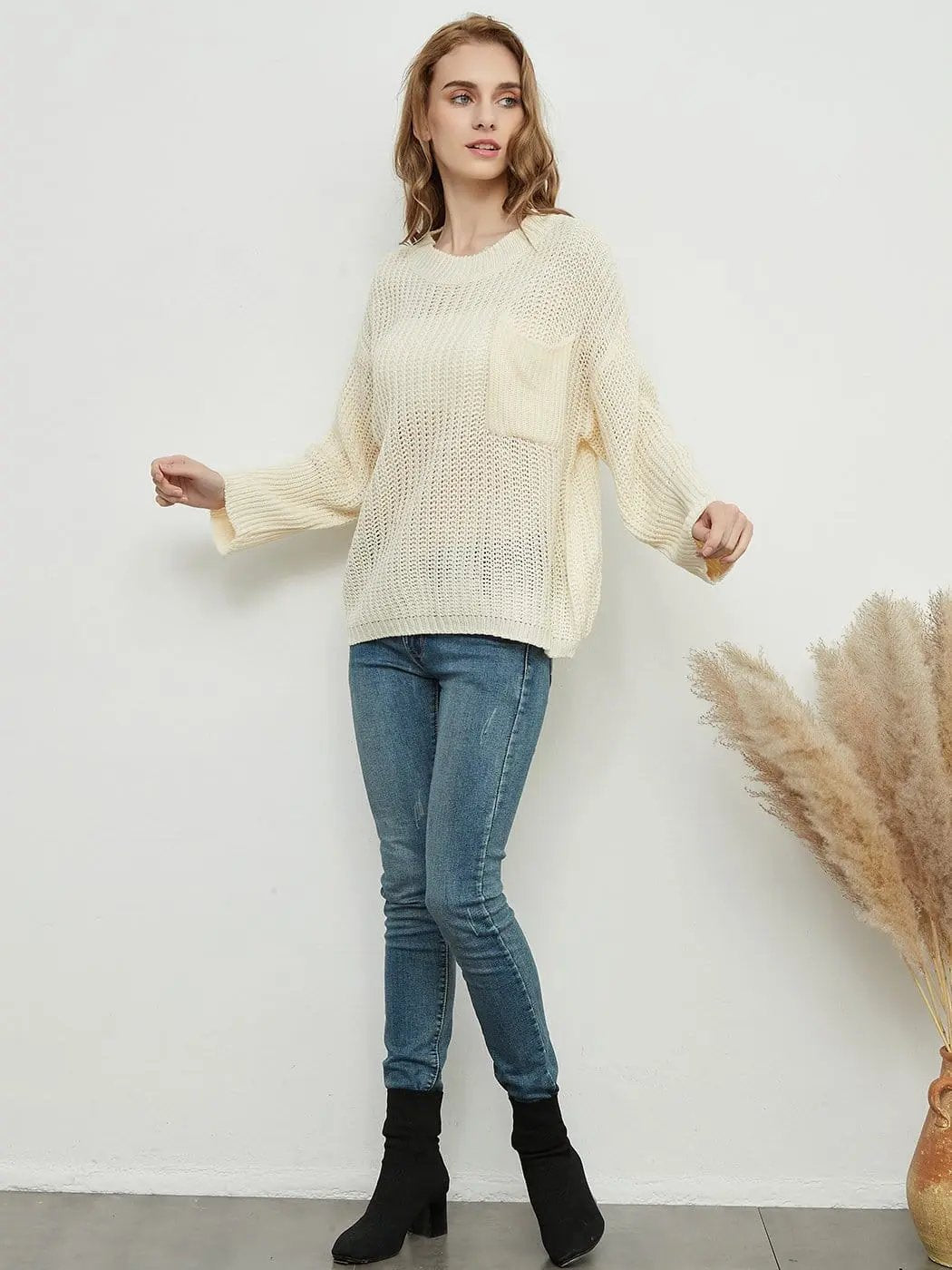 Knitted Turtleneck Sweater With Batwing Sleeves Anna-Kaci Wholesale