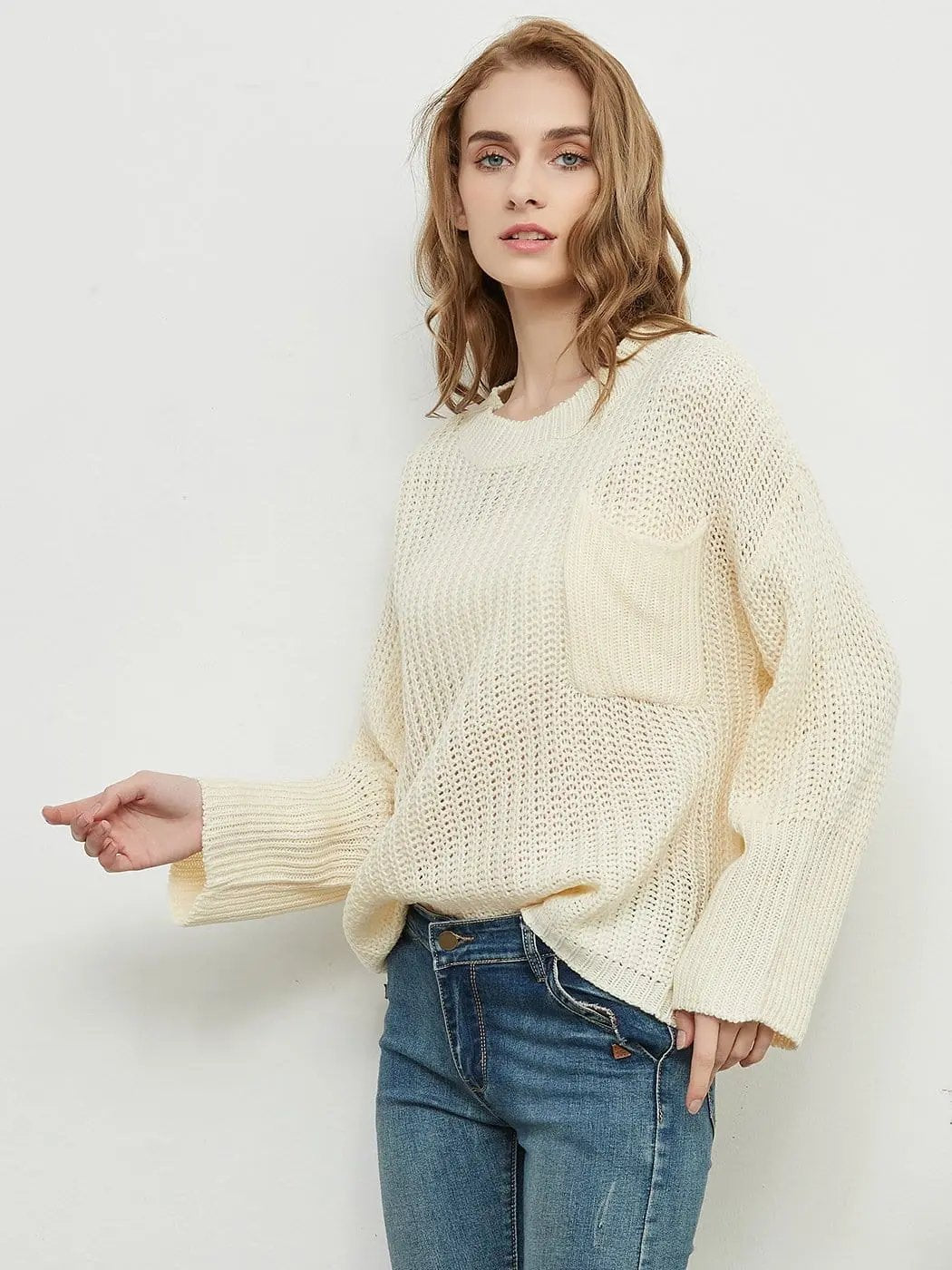 Knitted Turtleneck Sweater With Batwing Sleeves Anna-Kaci Wholesale