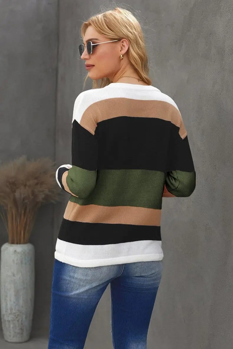 Color Block Striped Fall Sweater Anna-Kaci Wholesale