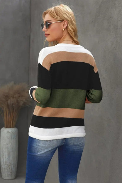 Color Block Striped Fall Sweater Anna-Kaci Wholesale