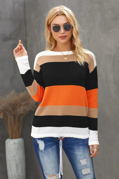 Color Block Striped Fall Sweater Anna-Kaci Wholesale