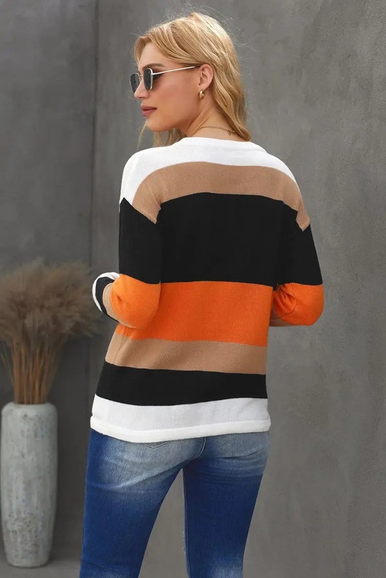 Color Block Striped Fall Sweater Anna-Kaci Wholesale