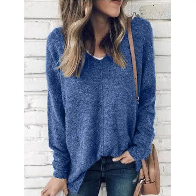 V-Neck Light Fleece Pullover Top Anna-Kaci Wholesale