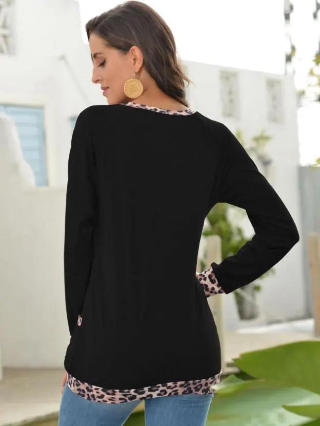 Leopard Contrast Pocket Pullover Anna-Kaci Wholesale