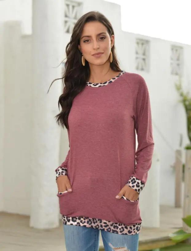 Leopard Contrast Pocket Pullover Anna-Kaci Wholesale