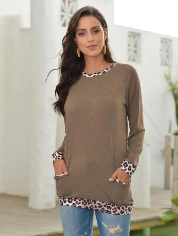 Leopard Contrast Pocket Pullover Anna-Kaci Wholesale