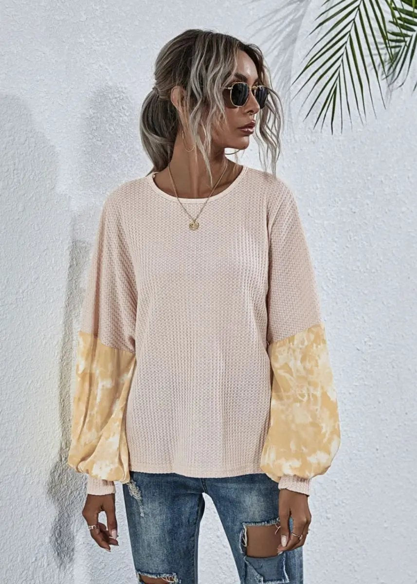 Two Tone Sleeve Knit Sweater Anna-Kaci Wholesale