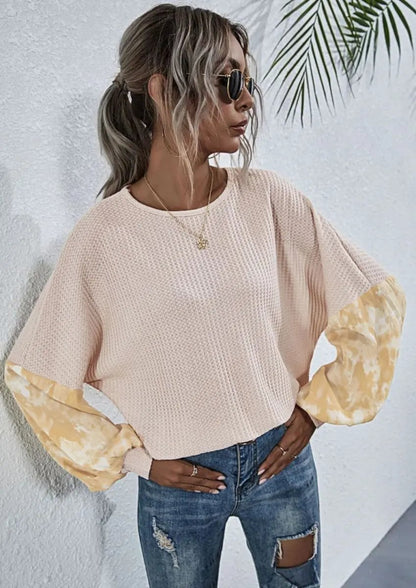 Two Tone Sleeve Knit Sweater Anna-Kaci Wholesale