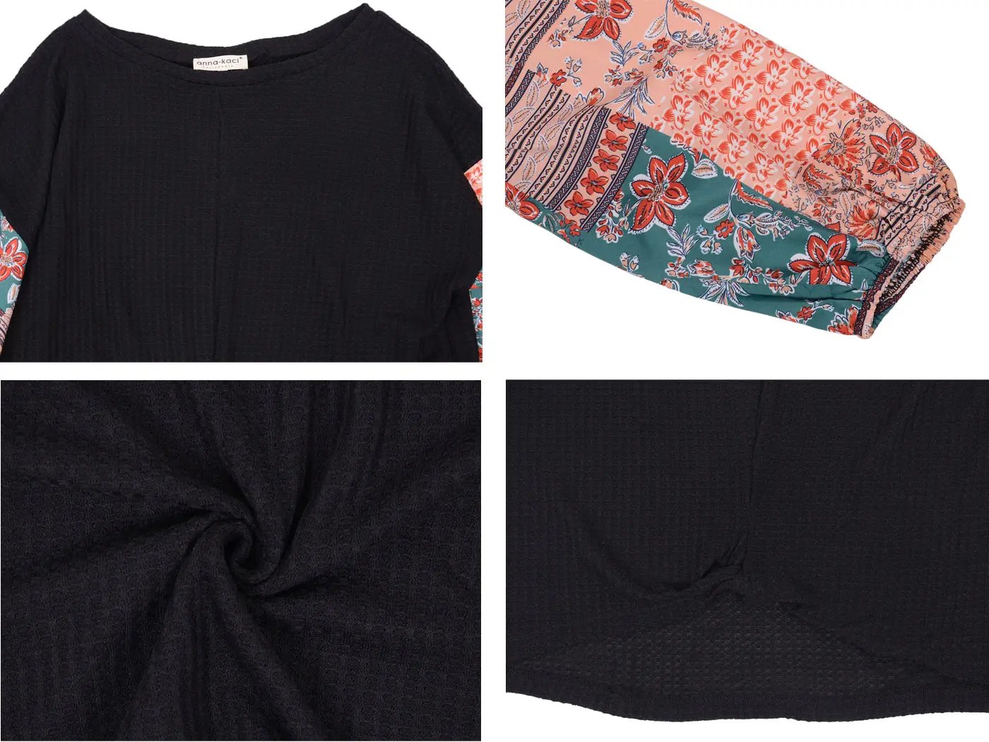 Paisley Printed Puffed Sleeve Pullover Anna-Kaci Wholesale