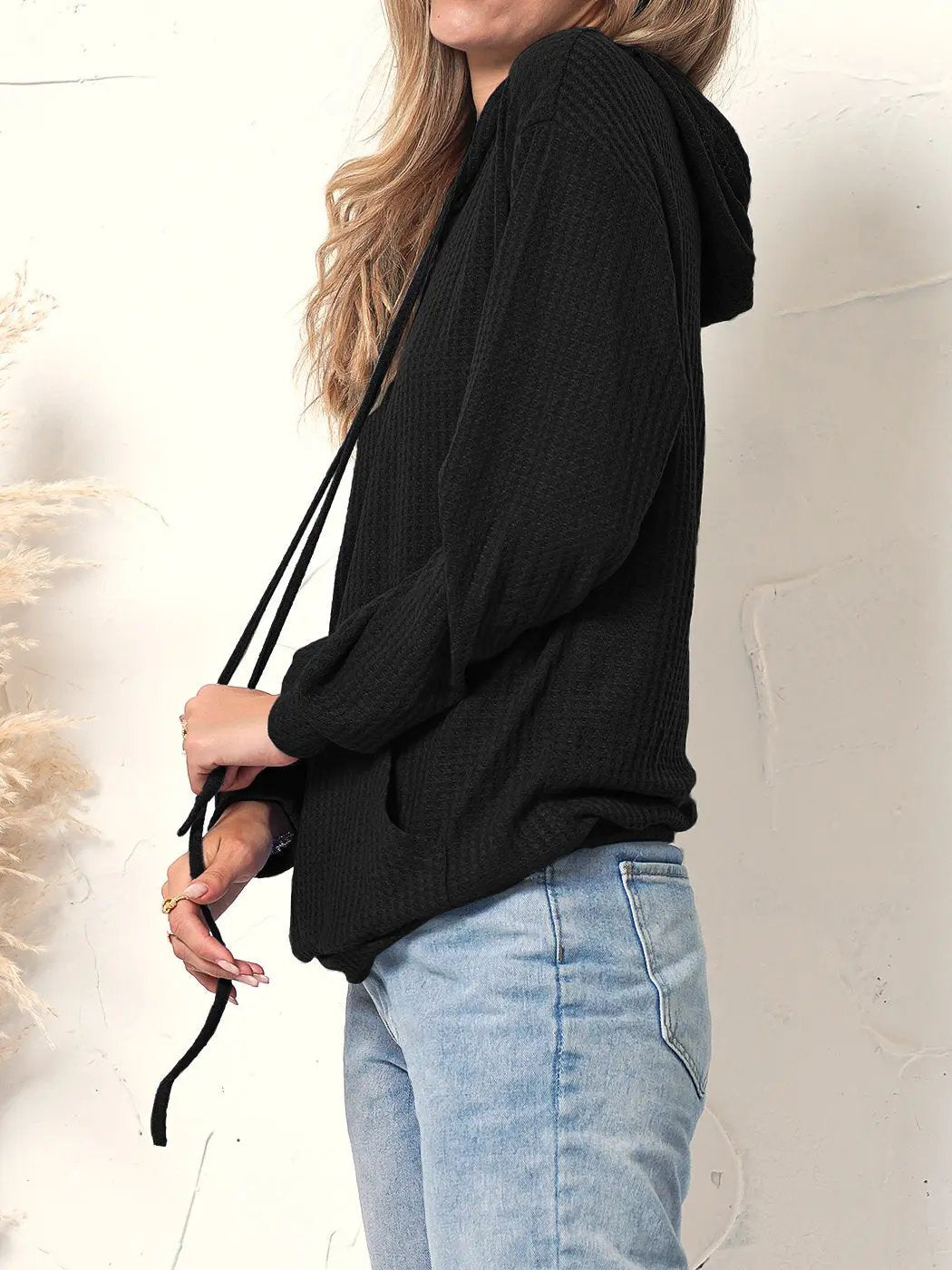 Waffle Knit Oversized Lounge Hoodie Anna-Kaci Wholesale