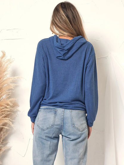 Waffle Knit Oversized Lounge Hoodie Anna-Kaci Wholesale