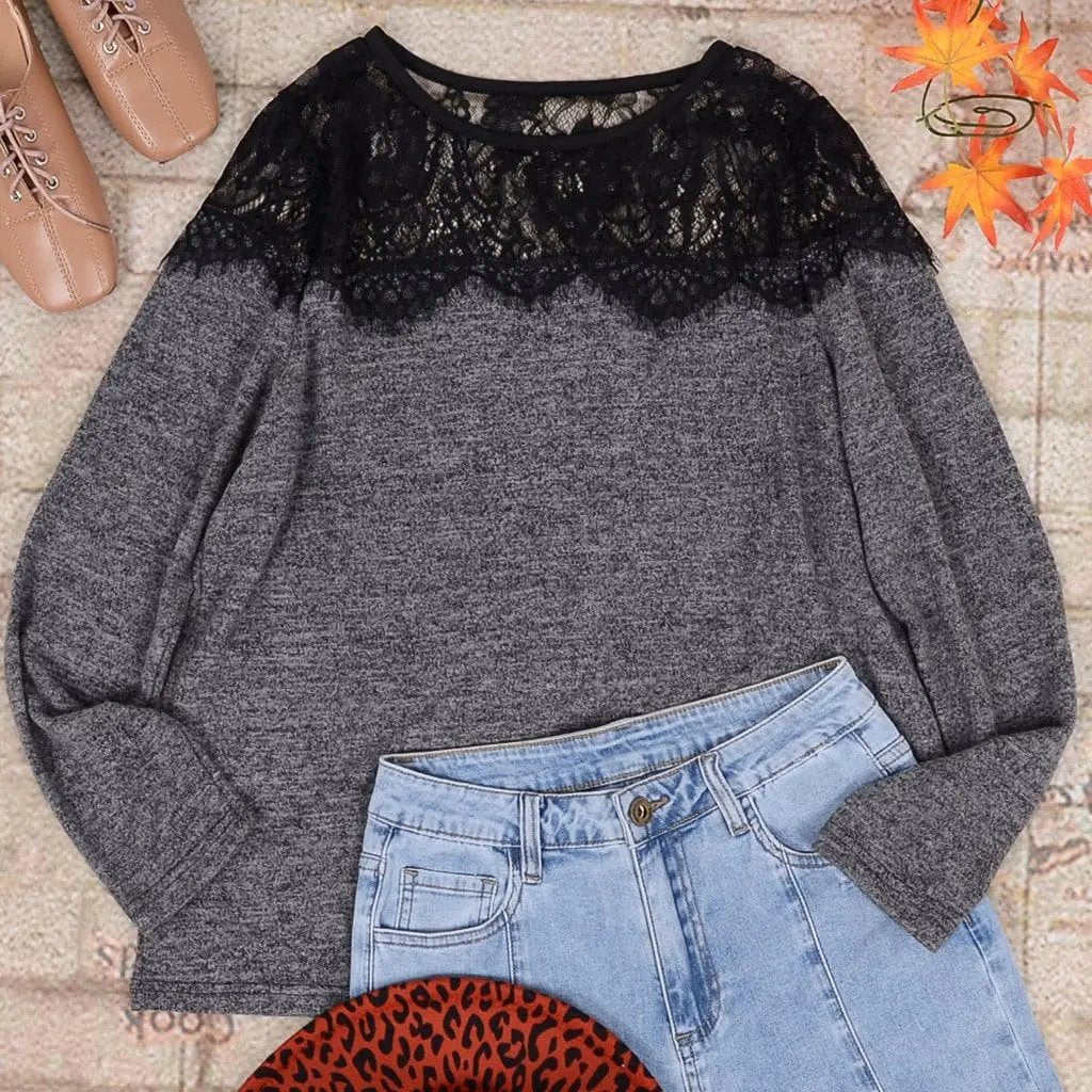 Lace Shoulder Summer Pullover Anna-Kaci Wholesale