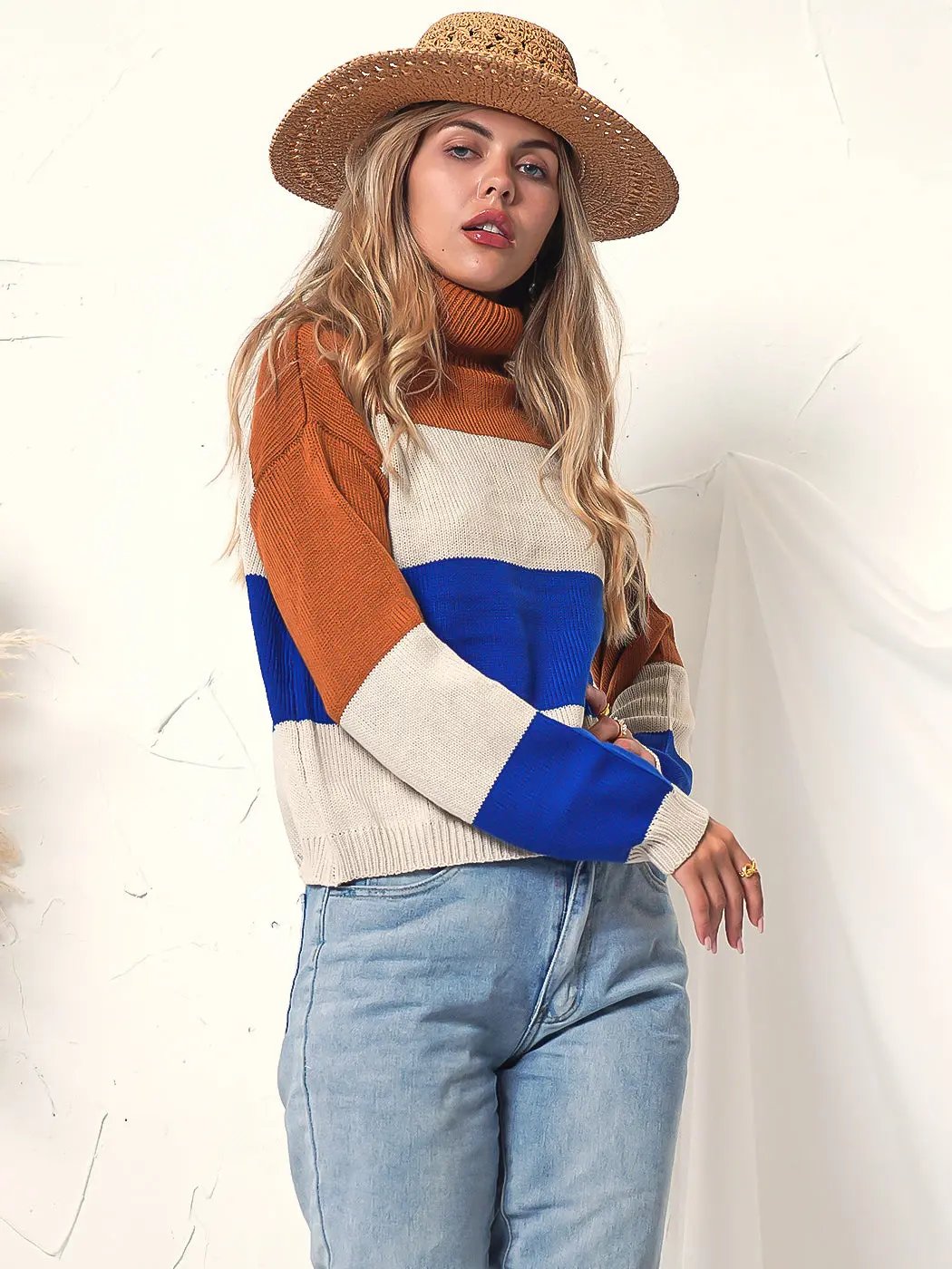 Color Blocked Cozy Sweater Anna-Kaci Wholesale