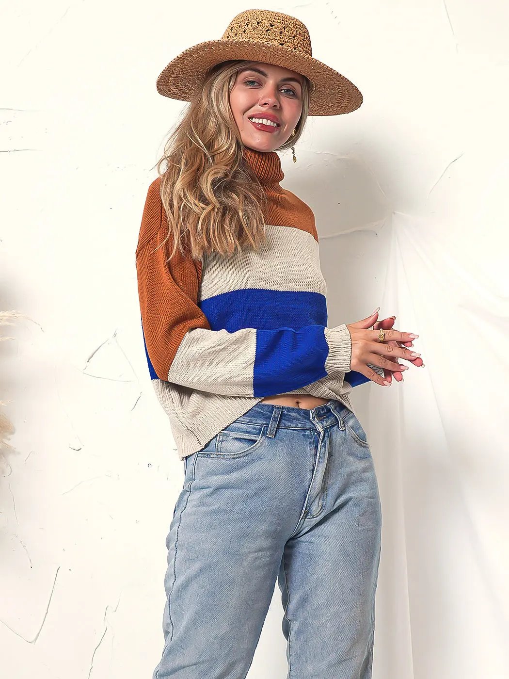 Color Blocked Cozy Sweater Anna-Kaci Wholesale