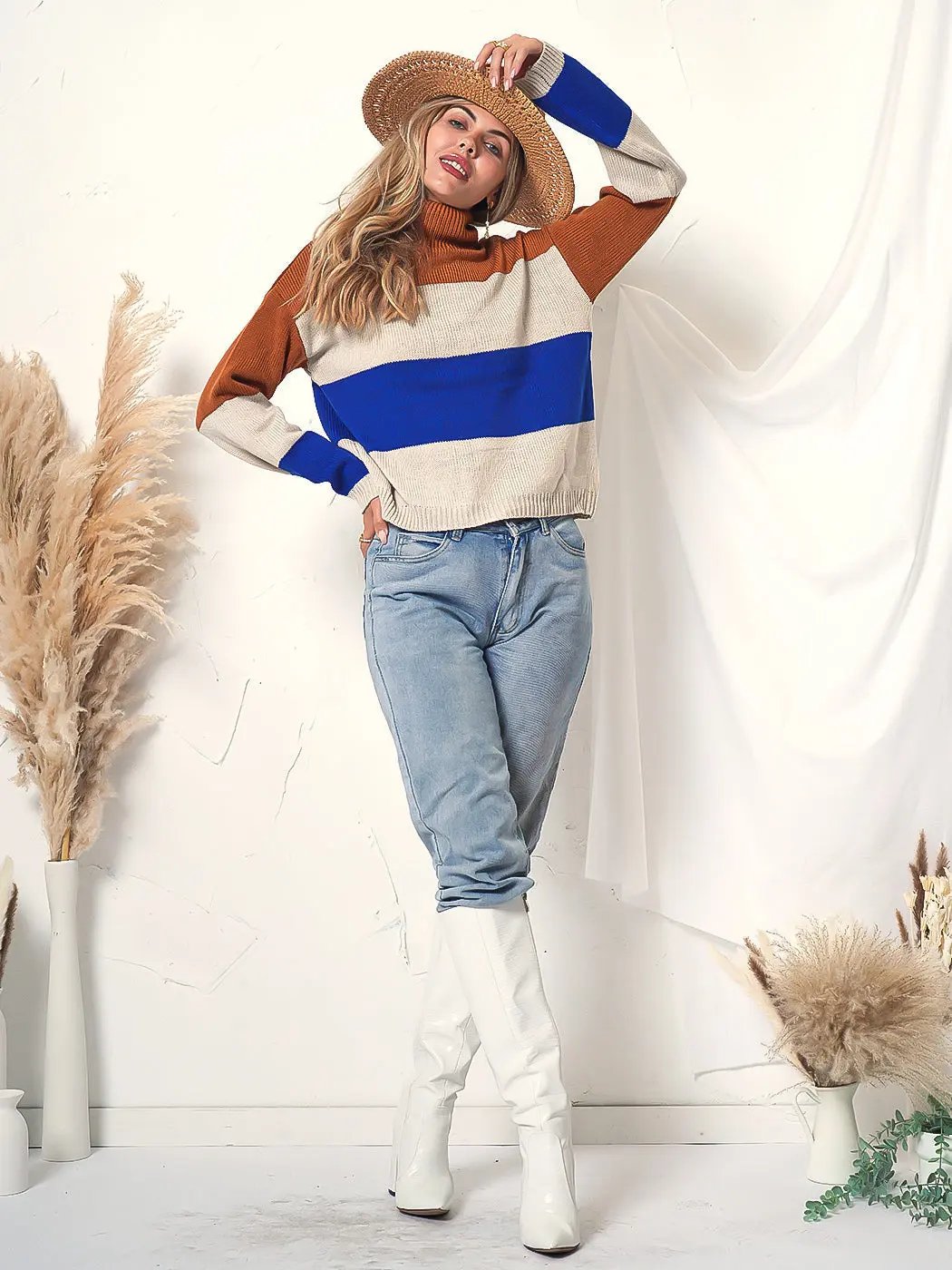 Color Blocked Cozy Sweater Anna-Kaci Wholesale