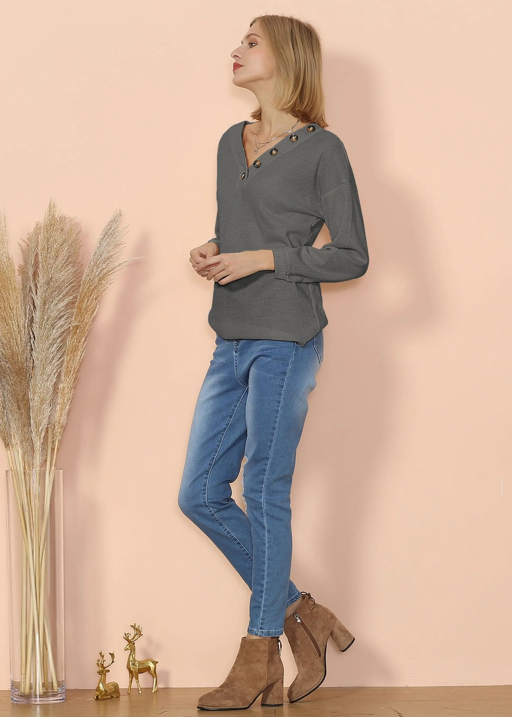 Drop Shoulder Textured Knit Sweater Anna-Kaci Wholesale