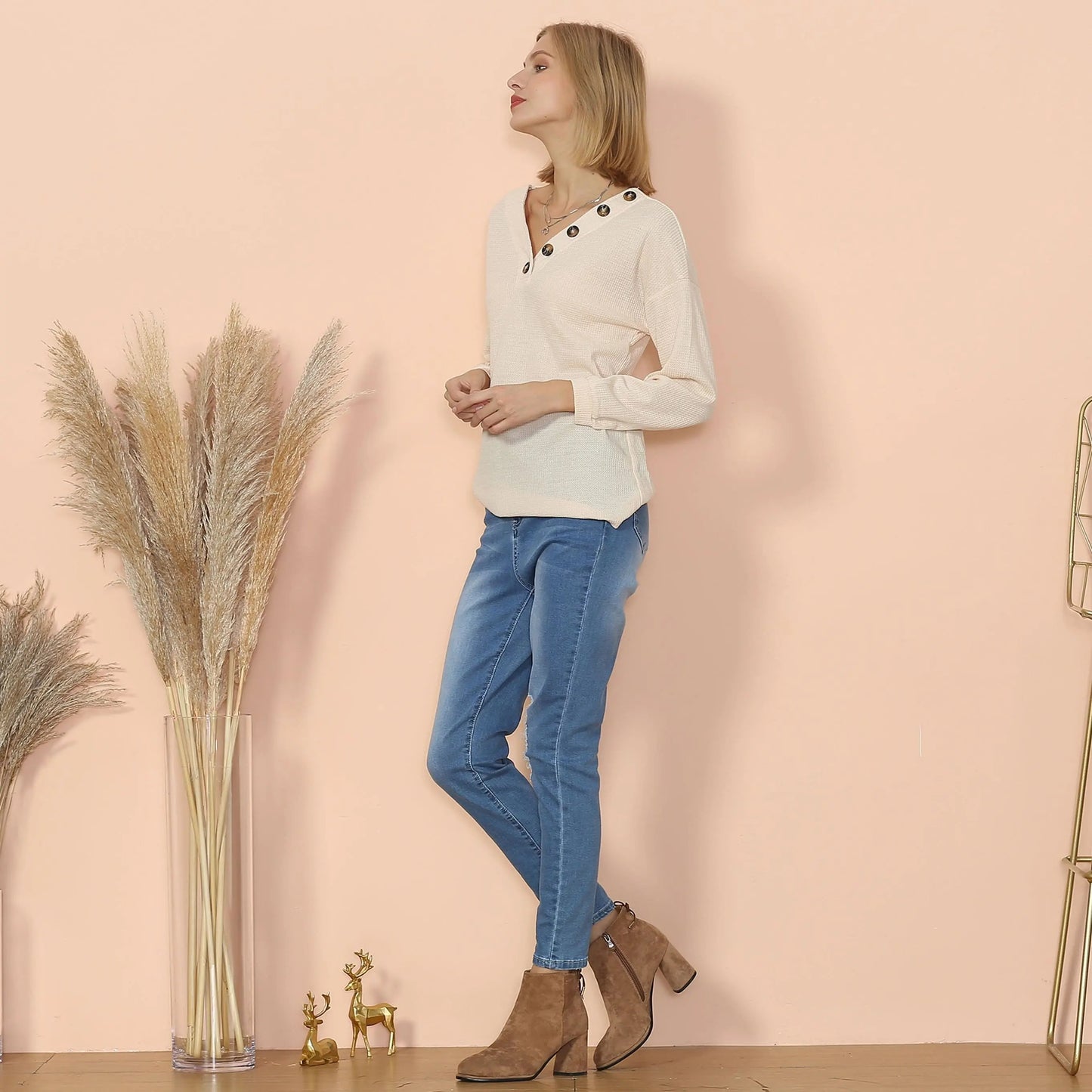 Drop Shoulder Textured Knit Sweater Anna-Kaci Wholesale