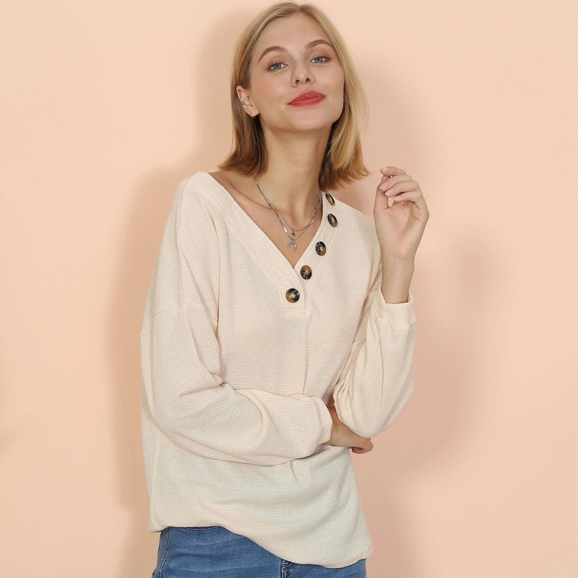 Drop Shoulder Textured Knit Sweater Anna-Kaci Wholesale