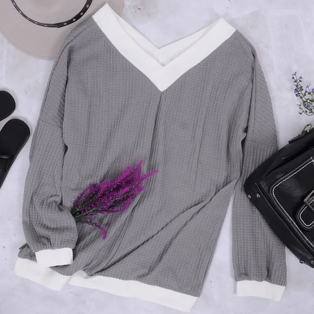 Off Shoulder Contrast Detail Sweater Anna-Kaci Wholesale