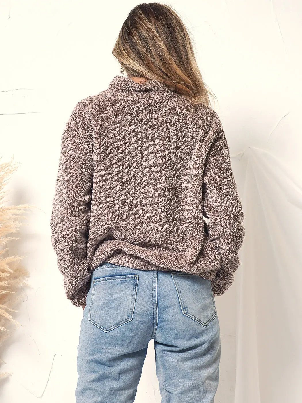 Fluffy Two Tone Quarter Zip Anna-Kaci Wholesale