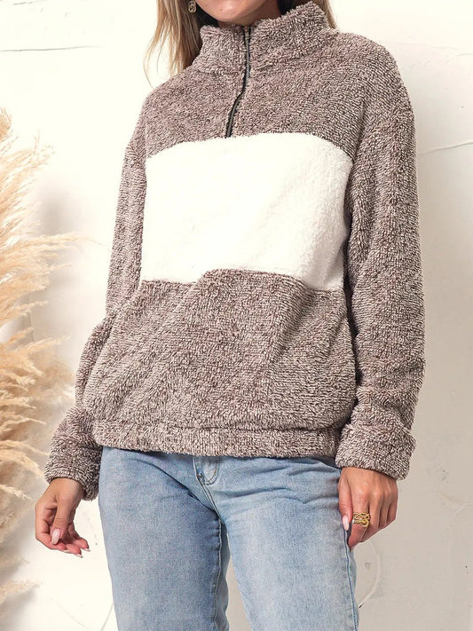 Fluffy Two Tone Quarter Zip Anna-Kaci Wholesale