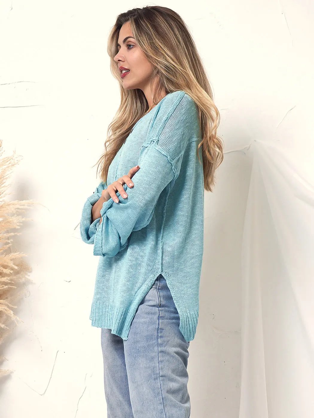 Henley Knit Cuffed Long Sleeve Anna-Kaci Wholesale