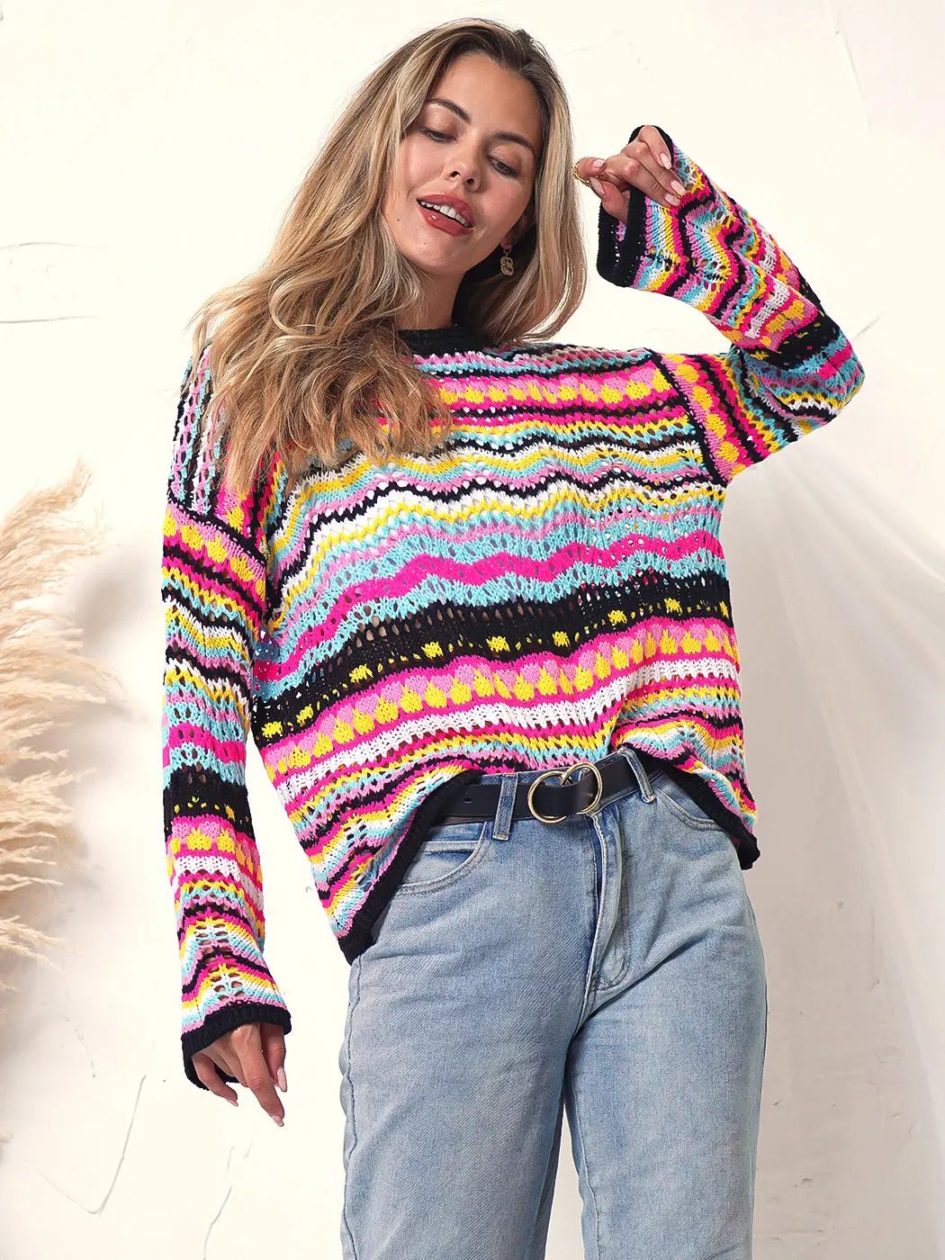Cut Out Knitted Boho Sweater Anna-Kaci Wholesale