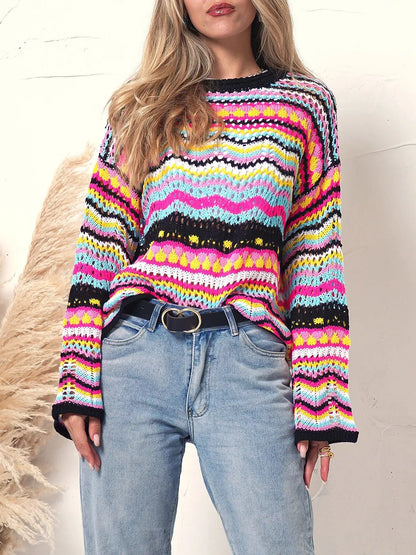 Cut Out Knitted Boho Sweater Anna-Kaci Wholesale