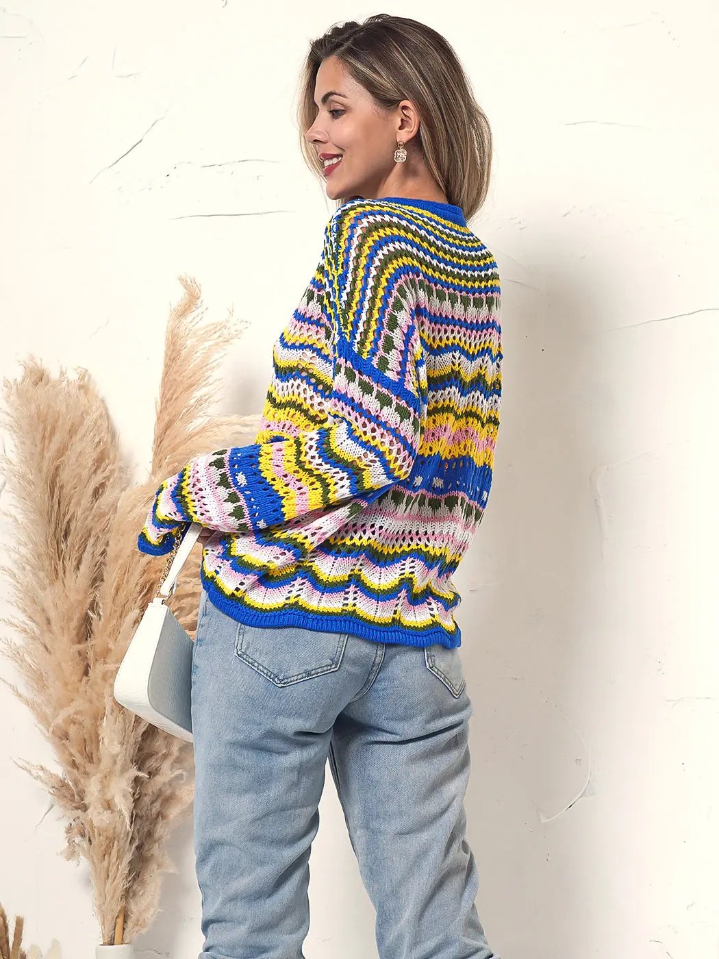 Cut Out Knitted Boho Sweater Anna-Kaci Wholesale