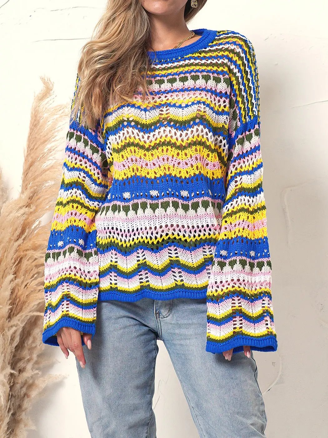 Cut Out Knitted Boho Sweater Anna-Kaci Wholesale